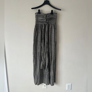 NWOT Pineapples Geometric Tribal Beachy Print Maxi Dress Black White Small